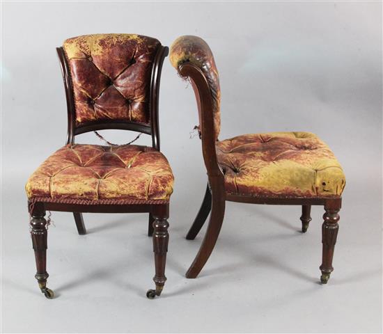 A set of twelve Victorian mahogany dining chairs with the label of Cowton & Sons Ltd,